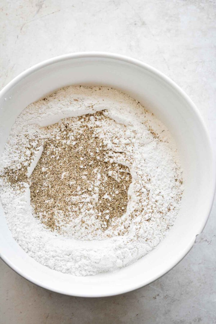 Dry ingredients for chamomile cake batter.