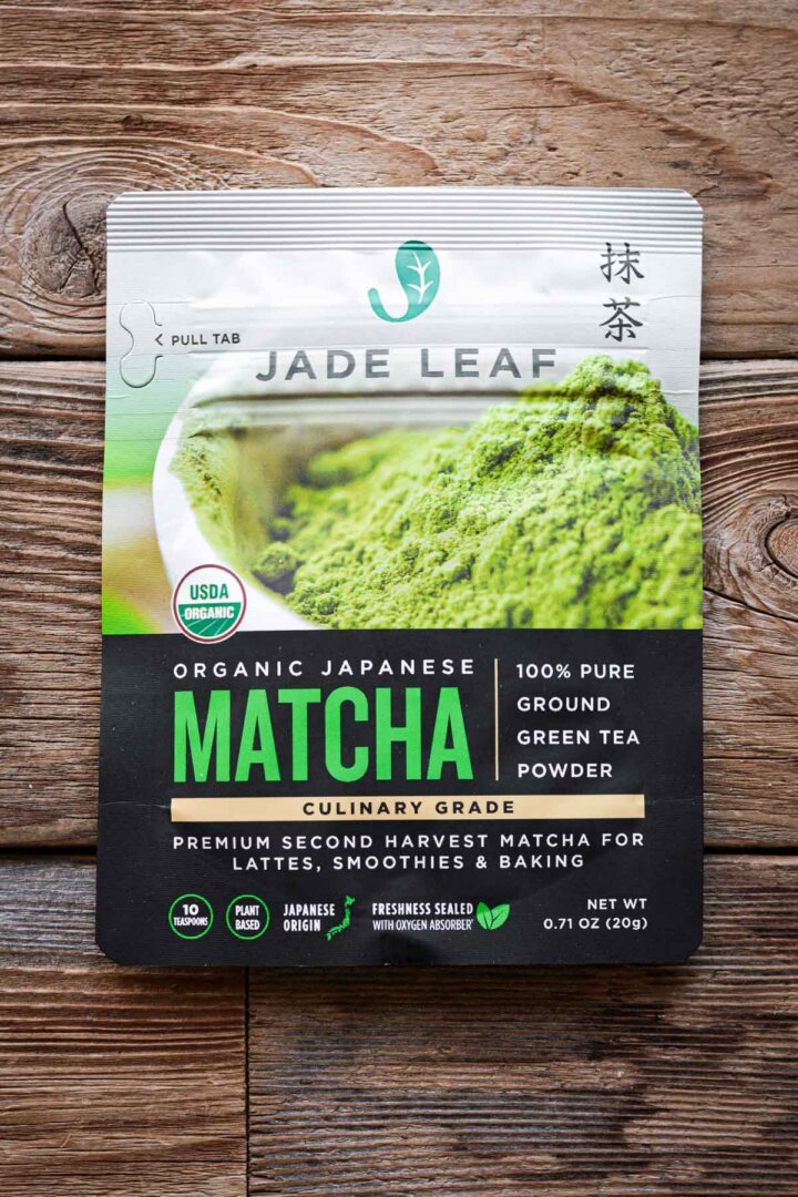 Packet of matcha powder.