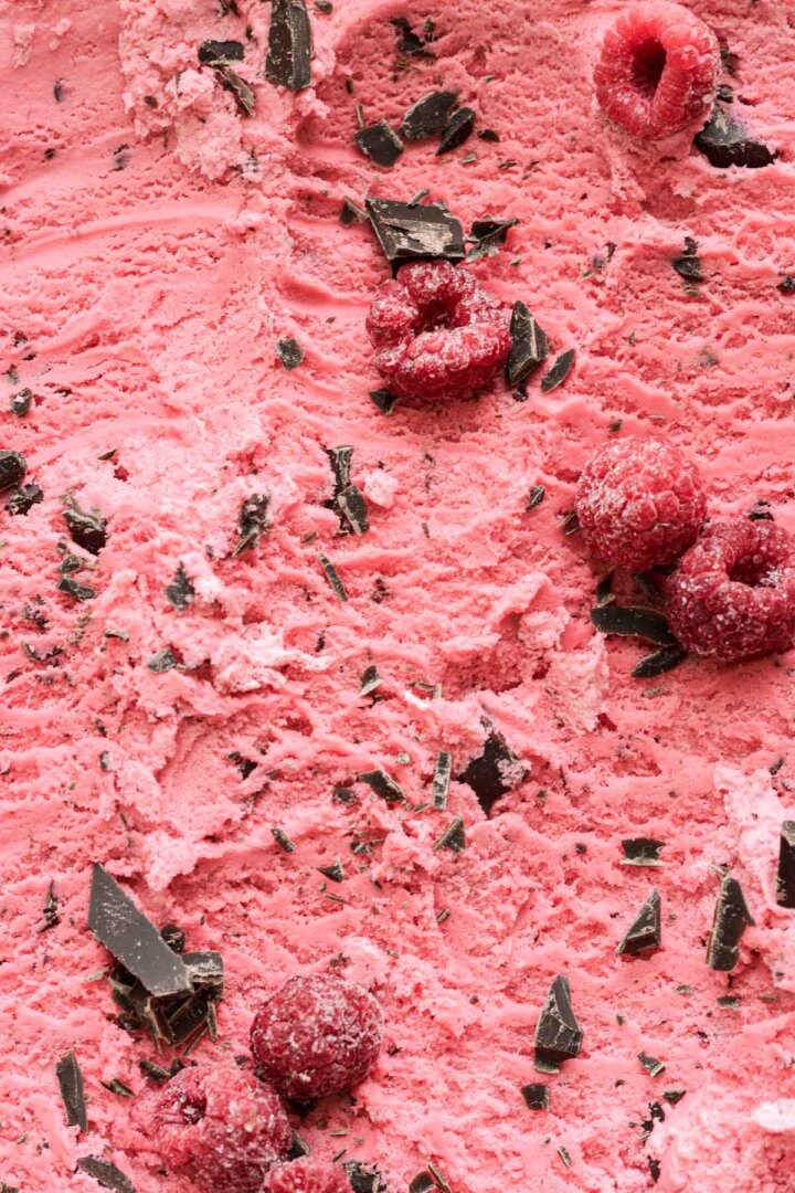 Raspberry chocolate chunk ice cream.