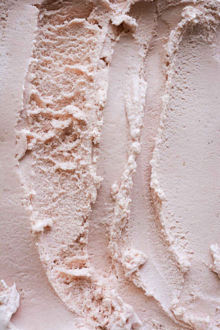 Blush pink rhubarb ice cream.
