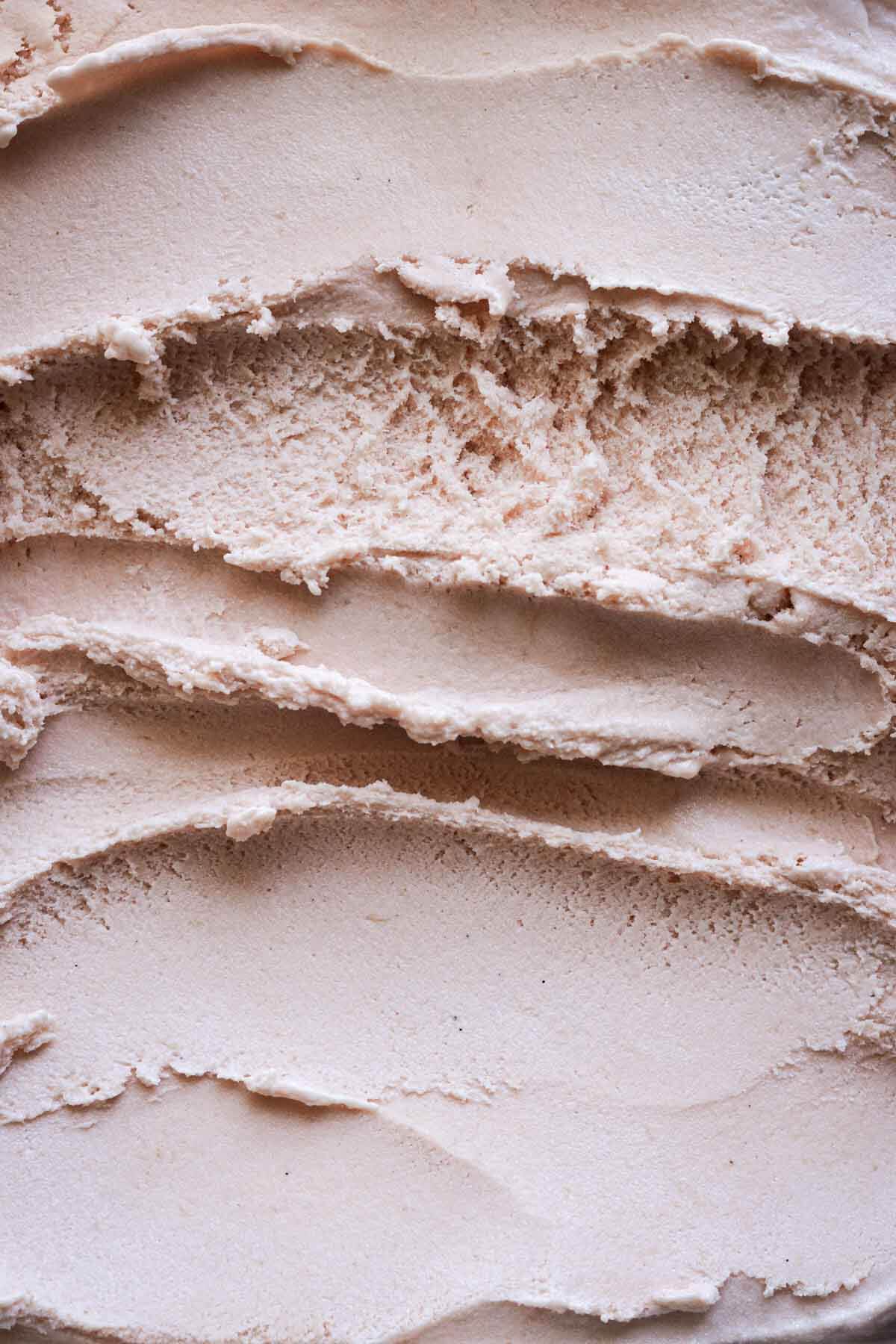 Blush pink rhubarb ice cream.