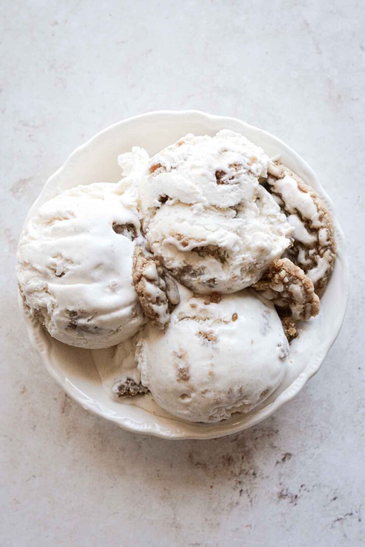 Bowl of oatmeal cookie ice cream.