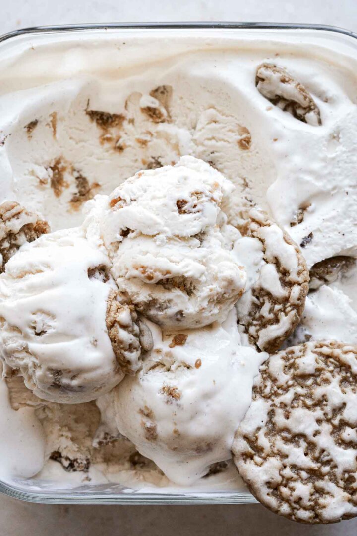 Scoops of oatmeal cookie ice cream.