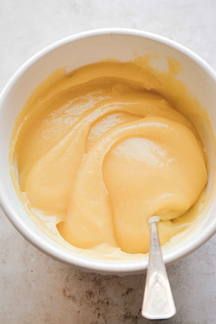 Bowl of pineapple curd.