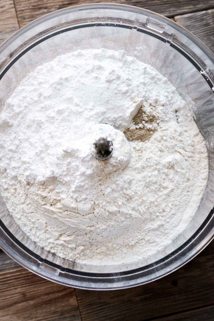 Step 1 for making shortbread cookies - mixing dry ingredients.