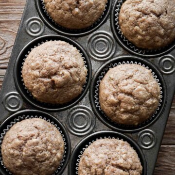 Banana muffins in a vintage muffin pan.