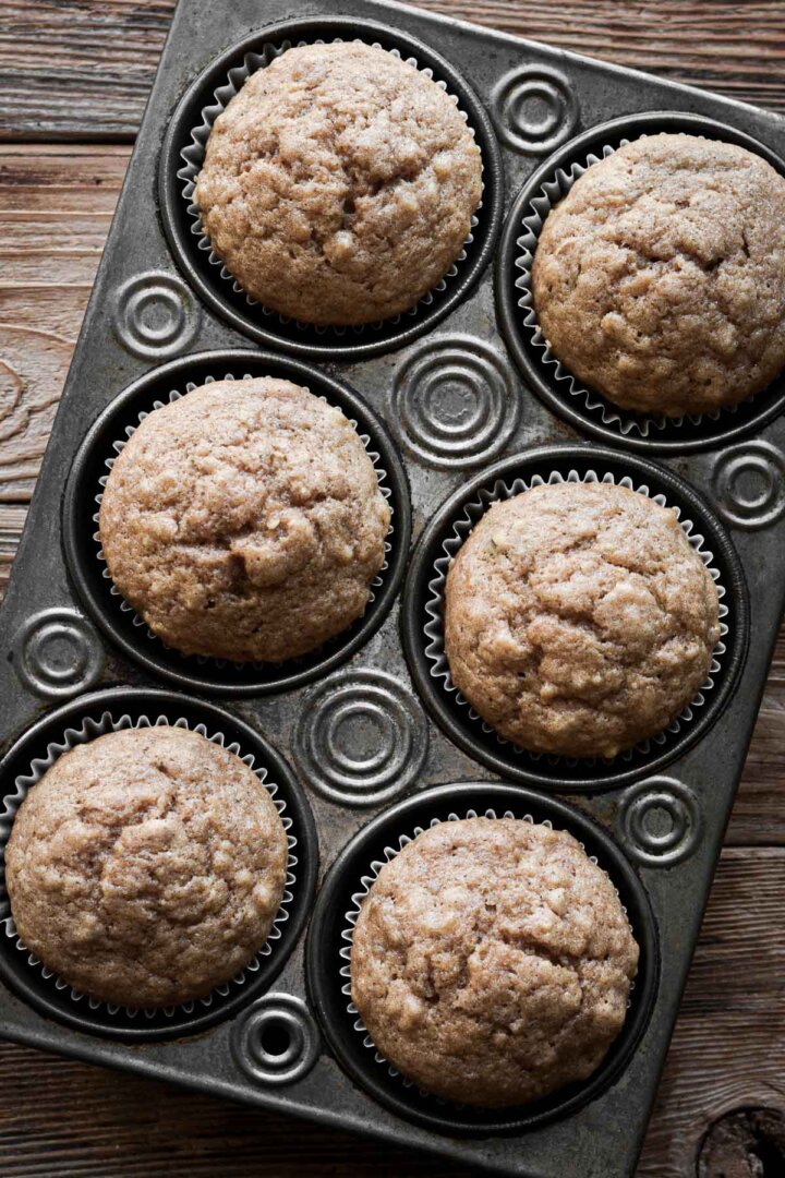Banana muffins in a vintage muffin pan.