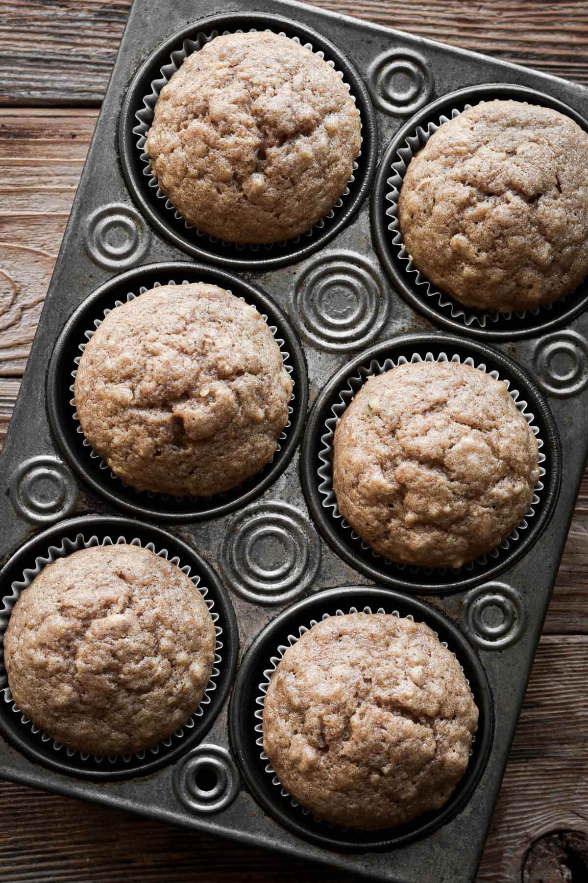 Banana muffins in a vintage muffin pan.