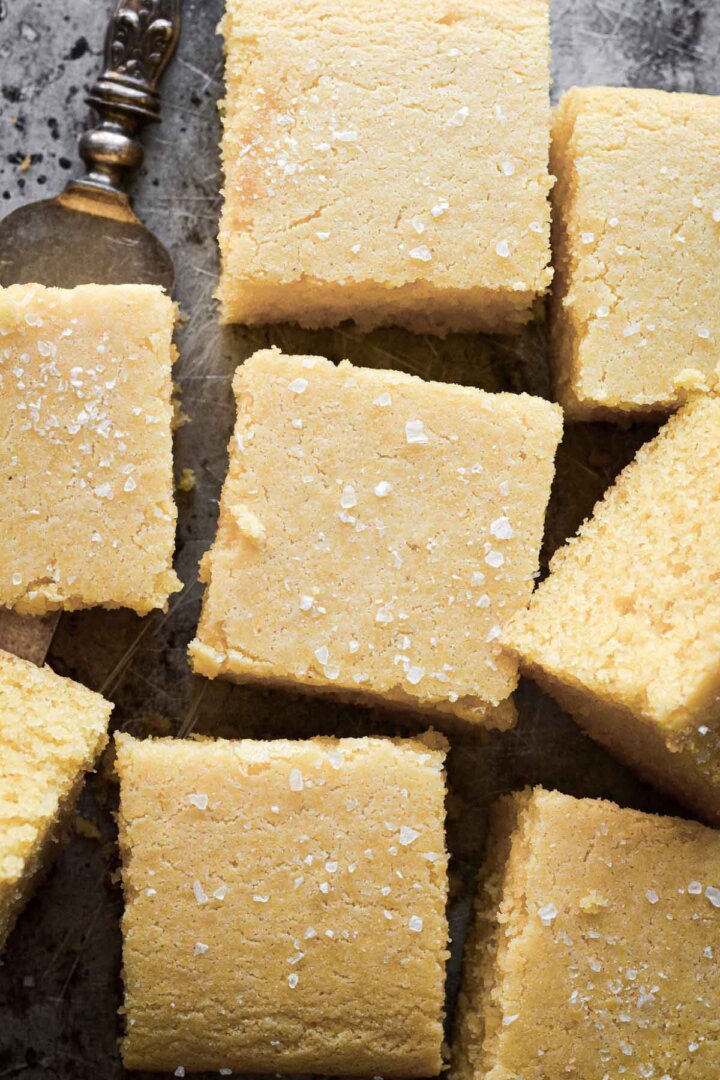 Squares of corn bread.