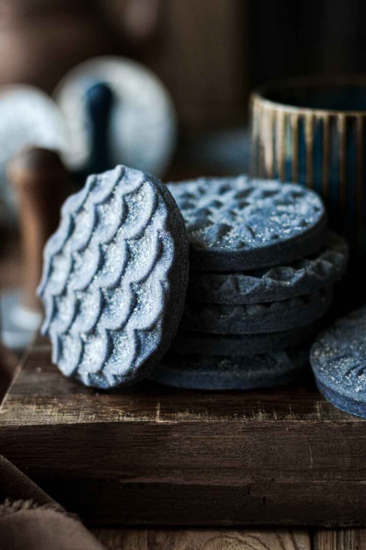 Blue shortbread cookies.