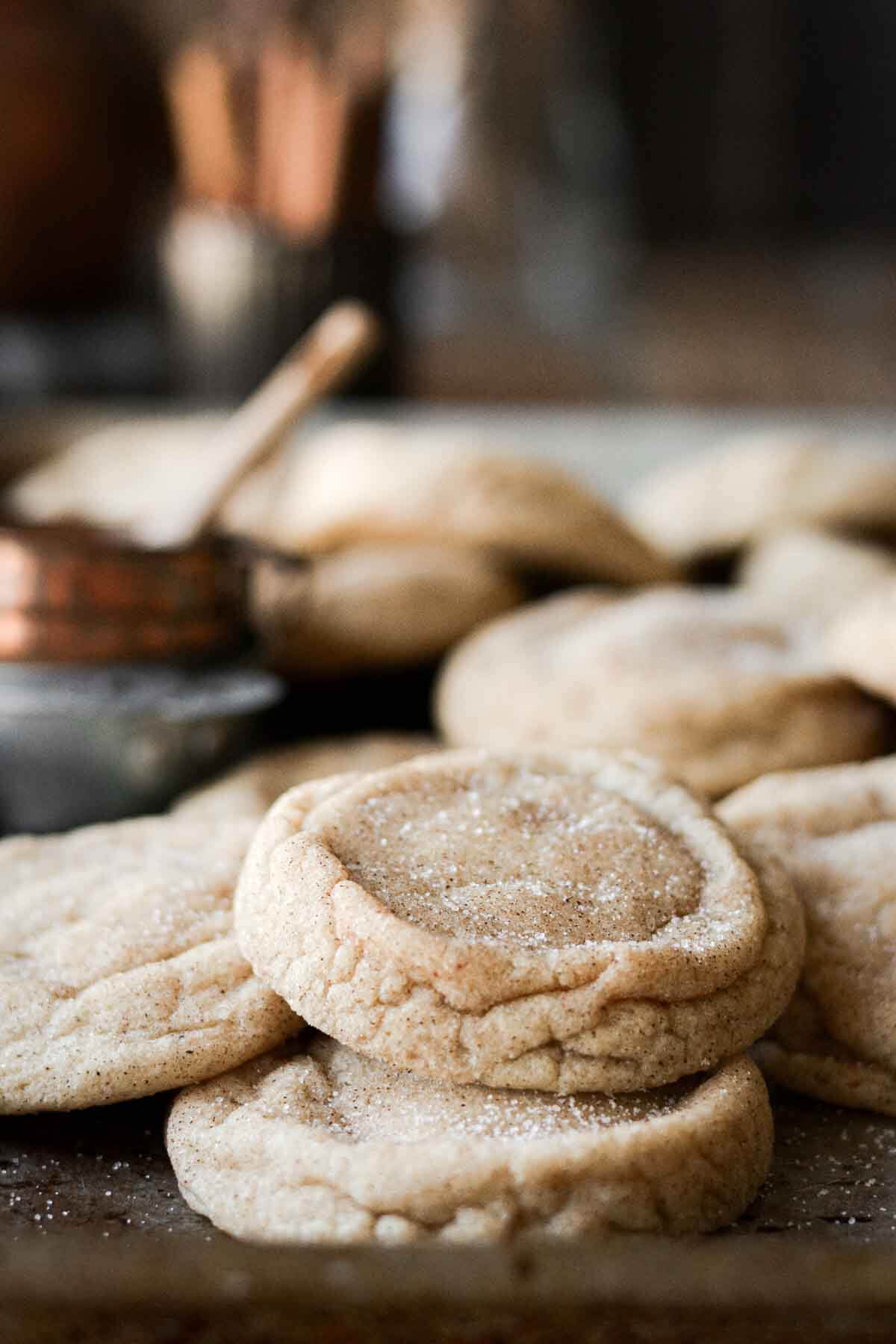 Snickerdoodles sprinkled with cinnamon sugar.