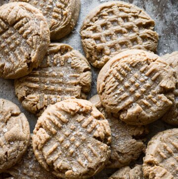 Peanut butter cookies sprinkled with salt.