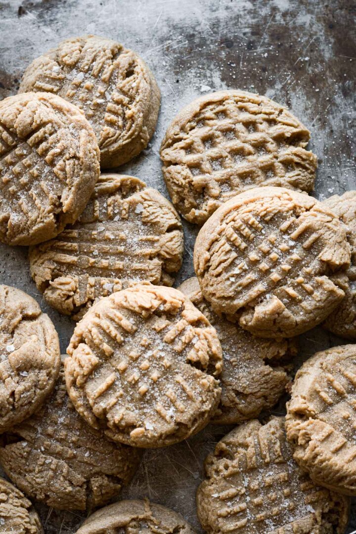 Peanut butter cookies sprinkled with salt.