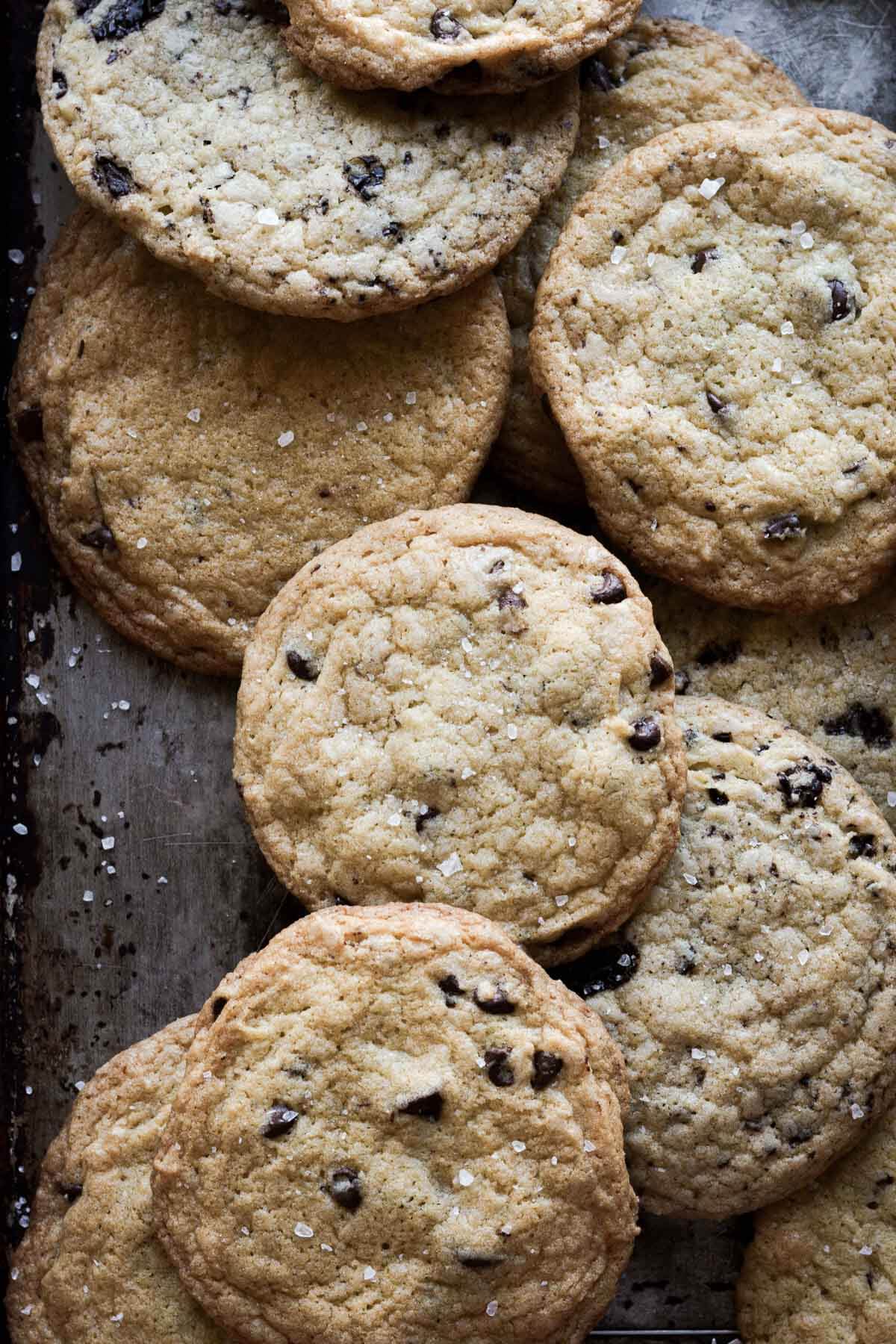 Crispy chocolate chip cookies.