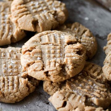 Peanut butter cookies, sprinkled with salt.