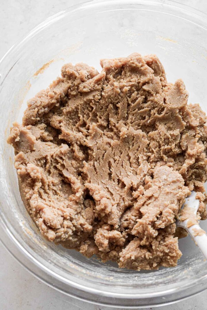 Step 5 for making peanut butter cookies - finished dough.