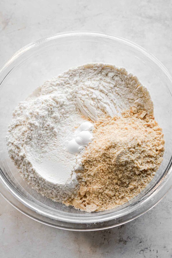 Step 3 for making cashew cake - bowl of dry ingredients.